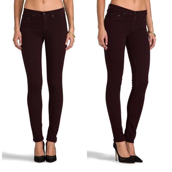 Rag & Bone legging jeans in coated wine size 27 excellent condition - Picture 1 of 8
